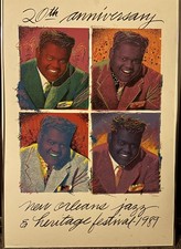 FATS DOMINO NEW ORLEANS POSTER 1989 JAZZFEST 20th ANNIVERSARY Signed 1877/12500 picture