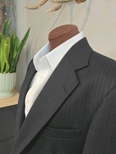 Haggar Strathmore Vintage 38R Blue Chalk Stripe Wool 2 Button Sport Coat K603 picture