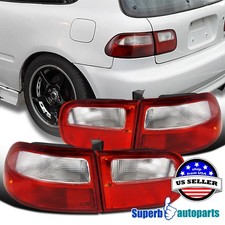 Fits 1992-1995 Honda Civic 2Dr Hatchback Tail Lights Brake Lamps Red/Clear picture