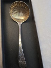 A Lovely Silver Sifter Spoon With Gilded Bowl, Sheffield 1895 picture