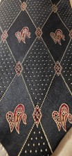 Vtg Sulka New York Tie Black Red Medallion White Pin Dot Grid Silk New York 57