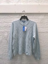 New J.McLaughlin Ashby Sweater Soft Aqua Solid Sz L picture