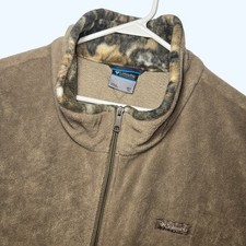 Columbia PHG Fleece Vest Tan Brown Camo Trim Full Zip Mens 4XT Tall HT1009 picture