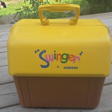 Poloron Swinger Vintage Yellow/Brown 10 qt Insulated Plastic Ice Chest/Cooler picture