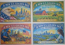 New U.S. Golden Age of Prosperity, U.S. Government Satire, 4 Artistamps picture