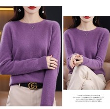 100% Cashmere Crew Neck Long Sleeve Pullover Women's Cashmere Cardigan Sweater picture