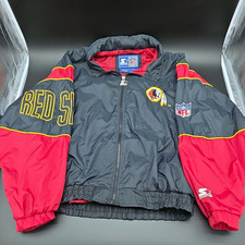 90s VTG Starter Washington Embroidered Redskins NFL Jacket Size L With Zip Hood picture