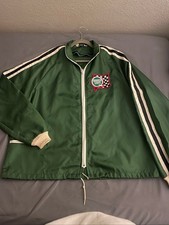Vintage 70s Crown Of California Racing Jacket Mens XL Green Nylon Windbreaker picture