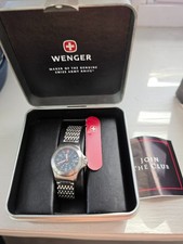 NEW Wenger Swiss Army Women's Watch Blue Dial Date 100M Stainless Steel Box Tag picture