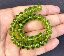 Adorable Peridot Quartz Faceted Rondelle Beads 8 Inch Strand For Jewelry Making picture