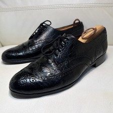 Vintage Full Alligator Italy A.Testoni Men's 8.5 Black Exotic Dress Shoes RARE picture