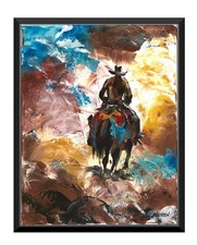 Dust Country Original Cowboy Horse Acrylic Painting 11x14 Western Art Canvas picture