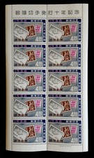 RYUKYU ISLANDS - JAPAN - 1958 First Stamp 10th Anniv. - STAMP ON STAMP - SHEET** picture