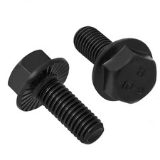 60PCS M6-1.0 x 12mm Flanged Hex Head Bolts Black Zinc Alloy Steel Class picture