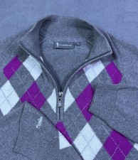 Glenmuir Sweater Mens L Argyle Golf 1/4 Zip Pullover Cashmere Cotton Athleisure picture