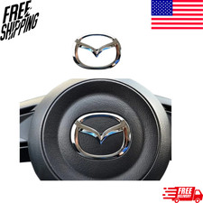 -For Mazda 3 6 CX-3/CX-5 CX-9 Chrome Silver Car Steering Wheel Emblem Badge NEW picture