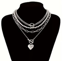 BRIGHTON BEACH 4pcs Geometric Beaded OT Clasp Heart Necklace picture