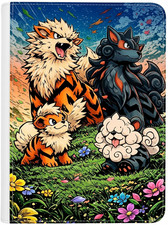 Hisuian Growlithe & Arcanine UV Color or Laser Engrave Zipper 4-9-12 Slot Binder picture