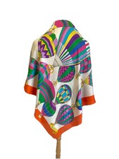 S59# VTG GUCCI Silk Scarf Hot Air Balloons Italy Square Foulard Wrap GG Orange picture