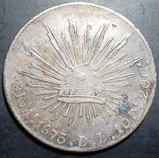 Mexico Second Republic 8 Reales 1875 As DL Alamos Mint Scarce Mintmark picture