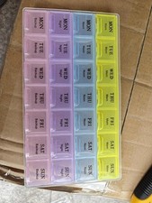 For Vitamins Extra Large Weekly Pill Organizer 2 Times A Day Medicine Case Box picture