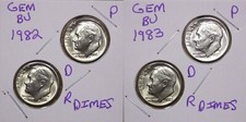 1982 P&D & 1983 P&D Roosevelt Dime Choice BU US (4 Coins) picture