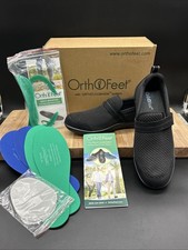 Orthofeet Quincy Black Wimen 11.5 Med New In Box Arch Support Hands Free Slip On picture