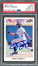 Frank Thomas Signed 1990 Leaf RC #300 Chicago White Sox PSA 9 Auto GM 10 PSA/DNA picture