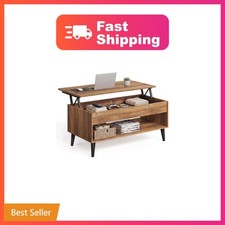 VASAGLE Lift Top Coffee Table, Honey Brown 19.7