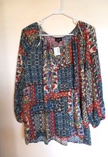 NEW Jones & Co Plus Size 2X Flowy Floral Print Popover Round-Neck Blouse Top NEW picture