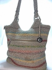 The Sak Striped Shoulder Bag Gray/Multicolor Zip Lined Inner Pockets NWOT picture