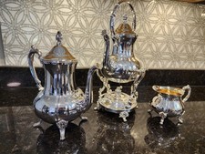 Vintage Towle GRAND DUCHESS Silverplate 3-Pc Tea Set, Tilting Kettle on Stand picture