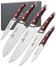 Brewin CHEFILOSOPHI Japanese Chef Knife Set 5 PCS with Elegant Red Pakkawood picture
