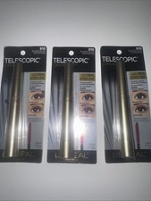 3pc Loreal 910 BLACKEST BLACK  Telescopic Original Mascara Washable .27oz OG NIP picture