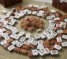 Burled Wood Mahjong Set 160 Acrylic Tiles Vintage Wood Grain Layered Game Gift picture