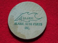 VINTAGE WOODEN NICKEL BUFFALO ALARIC AUTO PARTS picture