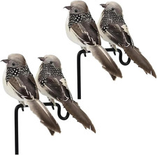 4Pcs Grey Artificial Feather Birds 6Inch Clip on Realistic Sparrow Bird picture