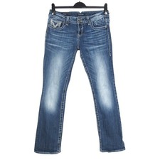 VIGOSS Women's THE DALLAS SLIM BOOT Embellish Flap Pockets DENIM JEANS Sz 9/10 picture