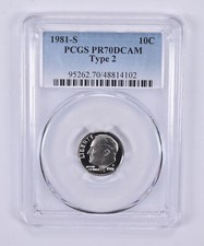 1981-S Roosevelt Dime Type 2 PR70 DCAM PCGS Blue Label picture
