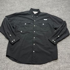 Columbia PFG Bahama II Fishing Shirt Mens Medium Black Long Sleeve Vented FM7048 picture