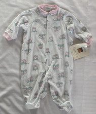 Vintage Carter's Classics Size M 3-6 MO White Bunny Baby Sleeper Footed Pajamas picture