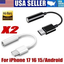 2Pcs USB-C Type C to 3.5mm AUX Headphone Jack Adapter For iPhone 17 16/Android picture