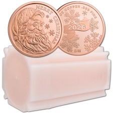 1 oz Golden State Mint Copper Round 2024 Santa .999 Fine - Tube of 20 picture