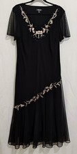 Stunning Y2K Fairycore Silk Beaded Dress 14W Dress Barn Collection Black Whimsy picture