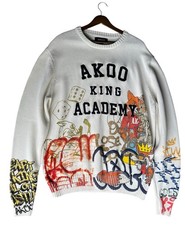 AKOO Clothing Mens Knit Sweater Long Sleeve Pullover Embroidered Sz XL picture