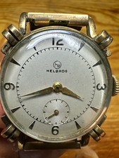 Helbros Vintage 1940s Mechanical Manual Small Seconds Silver Dial SS Bracelet picture