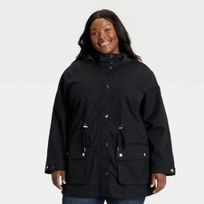 Women's Plus Ava & Viv Rain Jacket Black Size 3X NWT picture