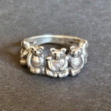 Vintage Navajo TED OTT 925 Sterling Silver Bear Ring Size 7 Native American picture