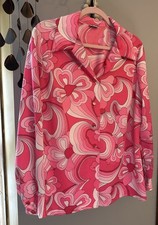 🔥RARE True Vintage 60s 70s Era Pink Psychedelic Long Sleeve Shirt FlowerPower M picture