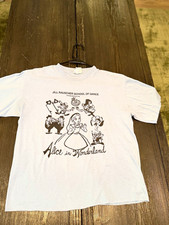 Vintage 90s Alice in Wonderland Razzmatazz Dance Graphic Tee Hanes 50/50 picture